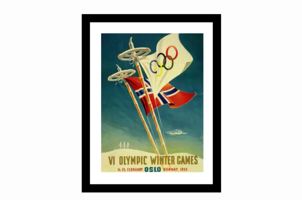 Bilde i glass sort treramme OL Oslo 70x90*