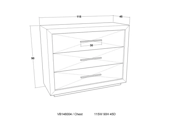 Kommode 3 skuffer sort