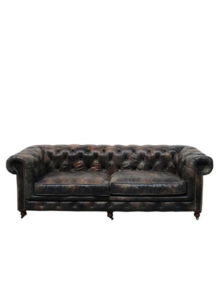 Chesterfield sofa 3-seter 3-seat vintage skinn