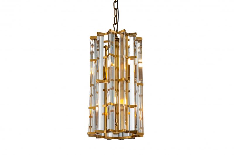 Taklampe Amarillo gull og klart glass D25 x H45CM 